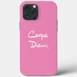 CARPE DIEM Pink White Typography Cool iPhone Case