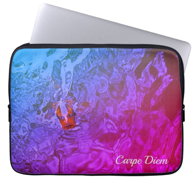 Carpe Diem Pond Fish Fun Photograph Laptop Sleeve (Front)