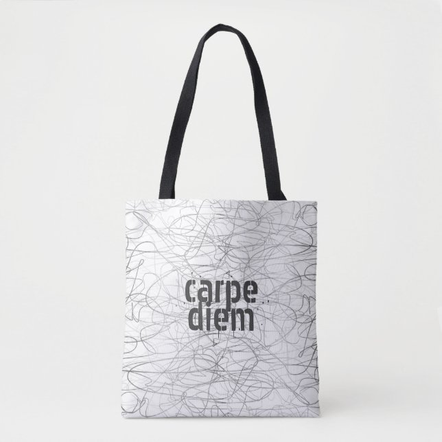 carpe diem quote tote bag abstract design (Front)