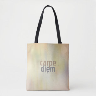 carpe diem quote tote bag pastel watercolor
