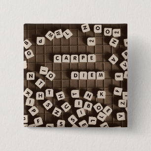 Carpe Diem Scrambled Letter Tiles 15 Cm Square Badge