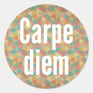 Carpe diem, Seize the day, Colourful Pattern Classic Round Sticker