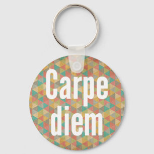 Carpe diem, Seize the day, Colourful Pattern Key Ring
