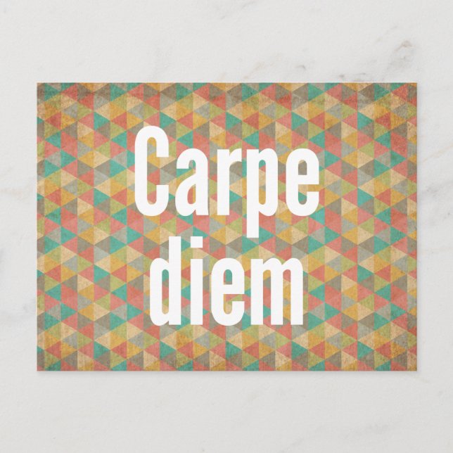 Carpe diem, Seize the day, Colourful Pattern Postcard (Front)