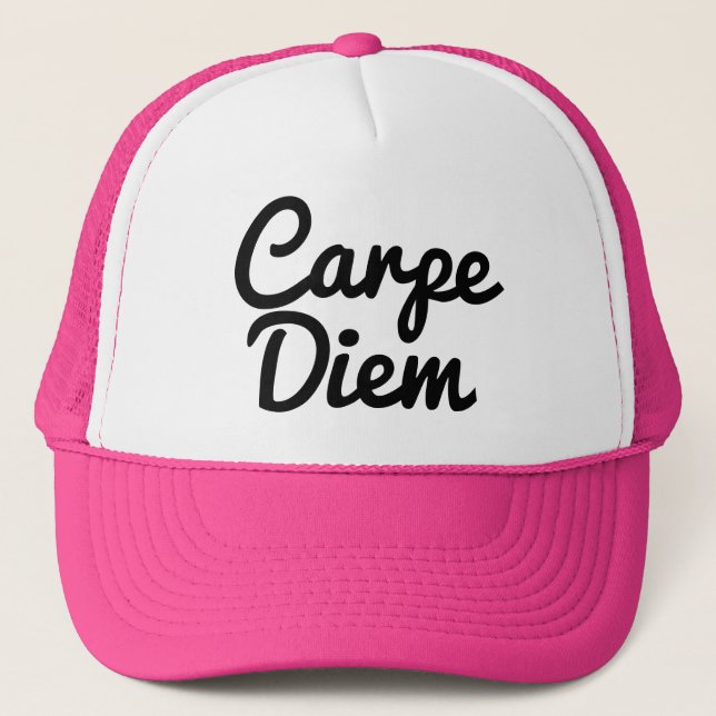 Carpe Diem seize the day custom colour trucker hat (Front)