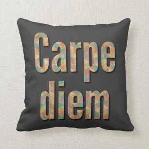 Carpe diem Seize the day Geometric Black Cushion