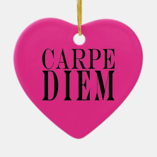 Carpe Diem Seize the Day Latin Quote Happiness Ceramic Tree Decoration