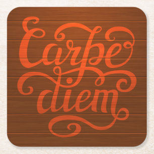 Carpe Diem' Square Paper Coaster