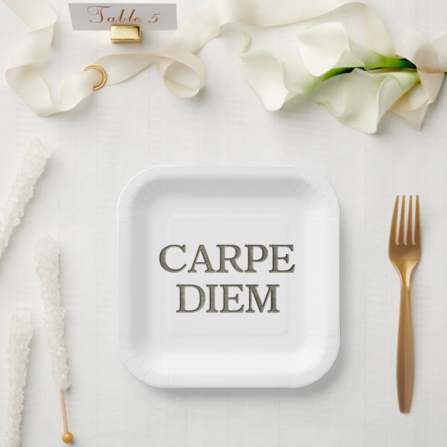 Carpe Diem square paper plates (Wedding)