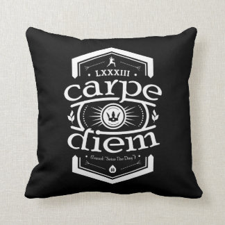 Carpe Diem - Square Throw Pillow - Black