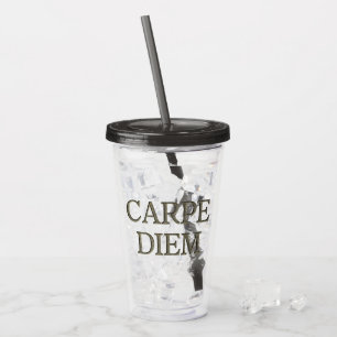 Carpe Diem Stone gray acrylic tumbler