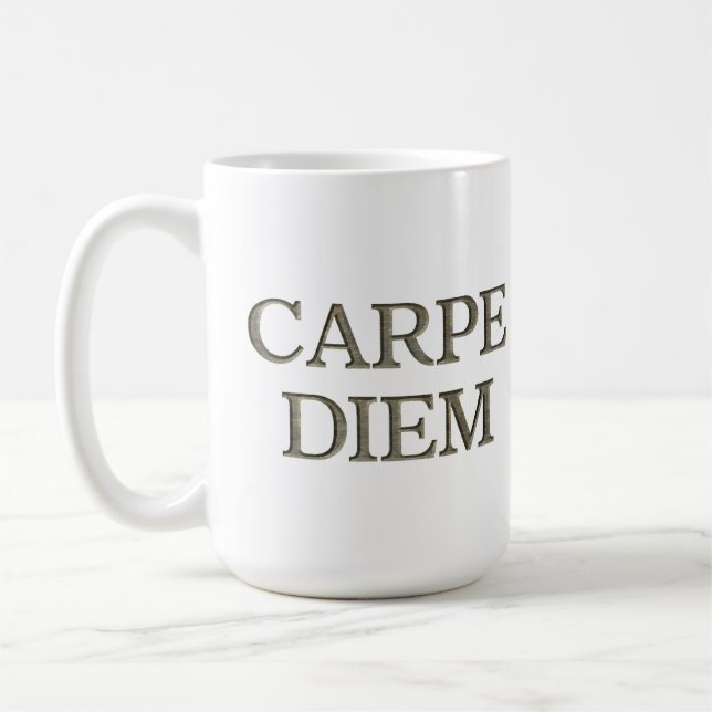 Carpe Diem Stone white mug (Left)