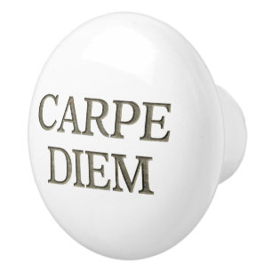 Carpe Diem white ceramic knob
