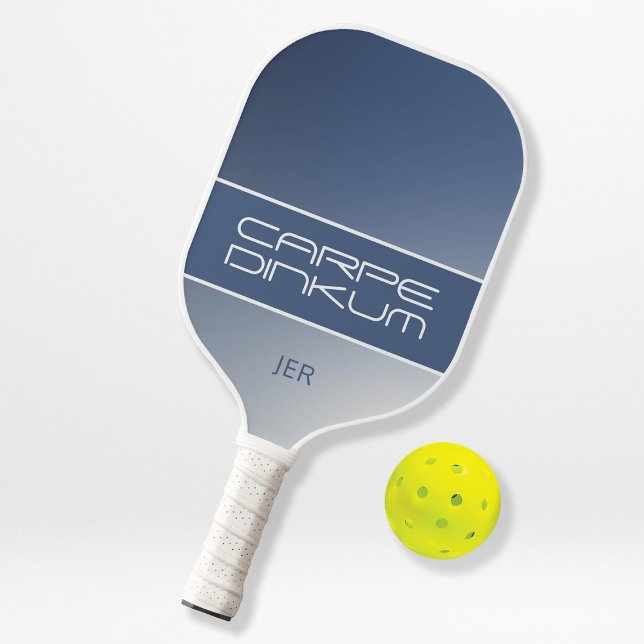 Carpe Dinkum Funny Gradient Initials Navy Pickleball Paddle (Creator Uploaded)