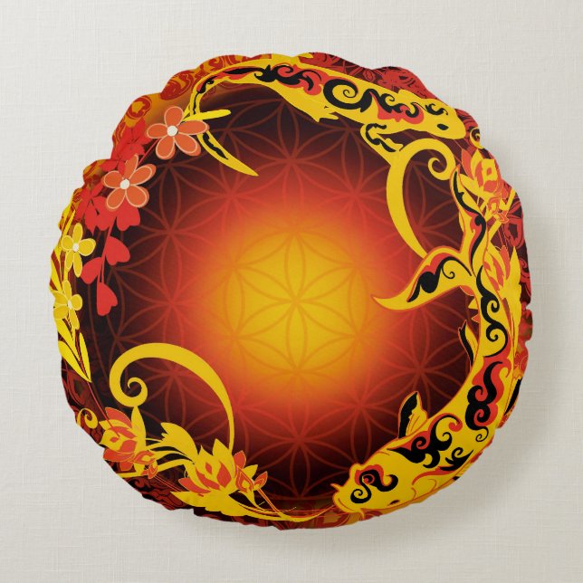 carpe flower of life round cushion (Front)