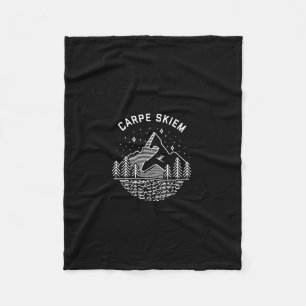 Carpe Skiem Winter Sports Ski T Shirt  Fleece Blanket