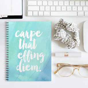 Carpe That Effing Diem Aqua Spiral Notebook