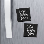 Carpe That Effing Diem Hand Lettered Quote Magnet<br><div class="desc">Give yourself a double dose of motivation and humour with our black and white magnet featuring "carpe that effing diem" in handwritten style brush typography. A fun and modern take on the classic Latin expression.</div>