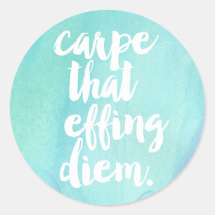 Carpe That Effing Diem Quote Stickers   Aqua