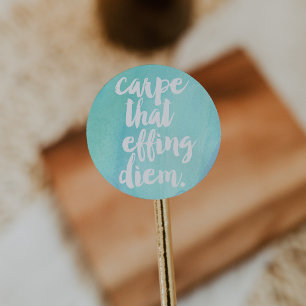 Carpe That Effing Diem Quote Stickers   Aqua