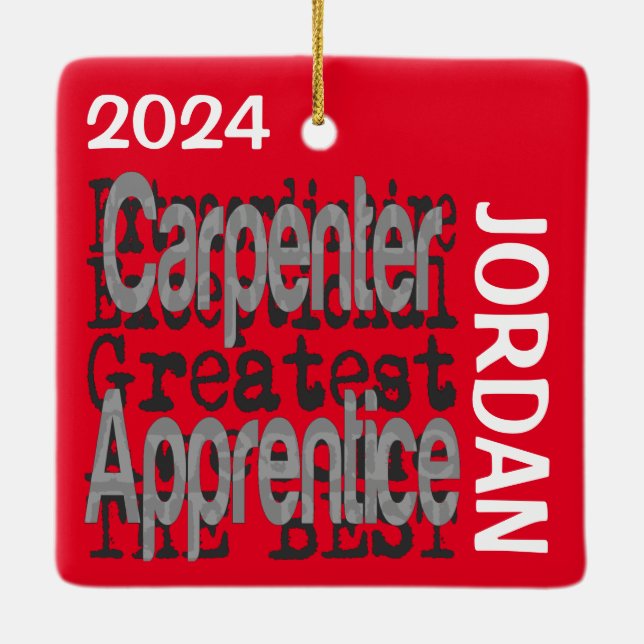 Carpenter Apprentice Extraordinaire CUSTOM Ceramic Ornament (Back)