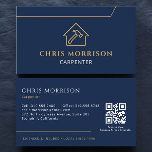 Carpenter Carpentry Modern QR Code Business Card