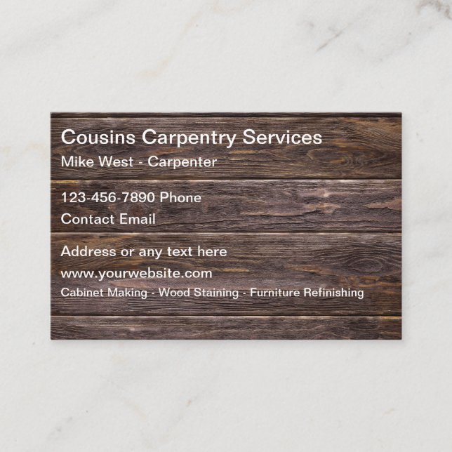 Carpenter Carpentry Services Business Cards (Front)