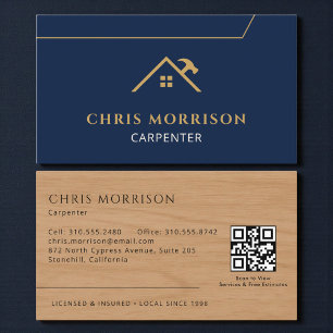 Carpenter Carpentry Wood Construction QR Code Business Card