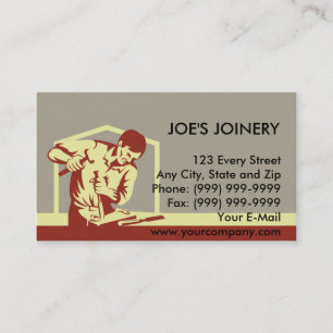 carpenter carving with chisel business card