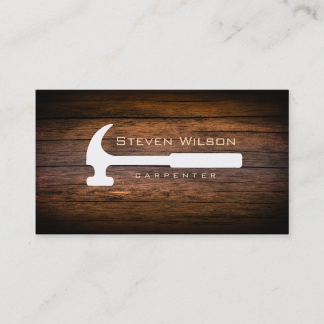 Carpenter Construction Professional Tool Wood Business Card (Front)