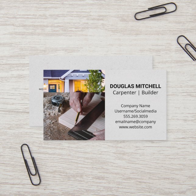 Carpenter | Construction Worker | House Business Card (Front/Back In Situ)