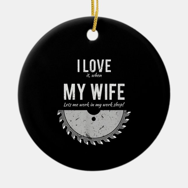 Carpenter  Funny Wood Working Gift Christmas Ceramic Tree Decoration (Front)