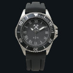 Carpenter | Handyman Custom Initials Roman Numeral Watch<br><div class="desc">A custom initials carpenter or handyman watch featuring a crossed hammer and wrench on the top of the watch and your initials or your gift recipients initials in solid yet elegant font.  Surrounding this is a large Roman numeral watch face.</div>
