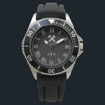 Carpenter | Handyman Custom Initials Roman Numeral Watch<br><div class="desc">A custom initials carpenter or handyman watch featuring a crossed hammer and wrench on the top of the watch and your initials or your gift recipients initials in solid yet elegant font.  Surrounding this is a large Roman numeral watch face.</div>