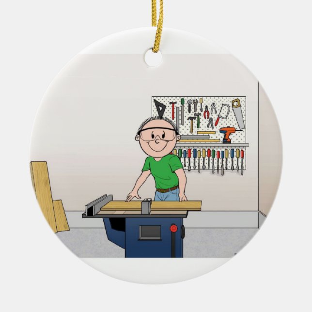 Carpenter - Male Ceramic Tree Decoration (Front)