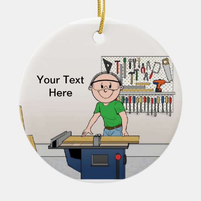 Carpenter - Male Ceramic Tree Decoration (Front)