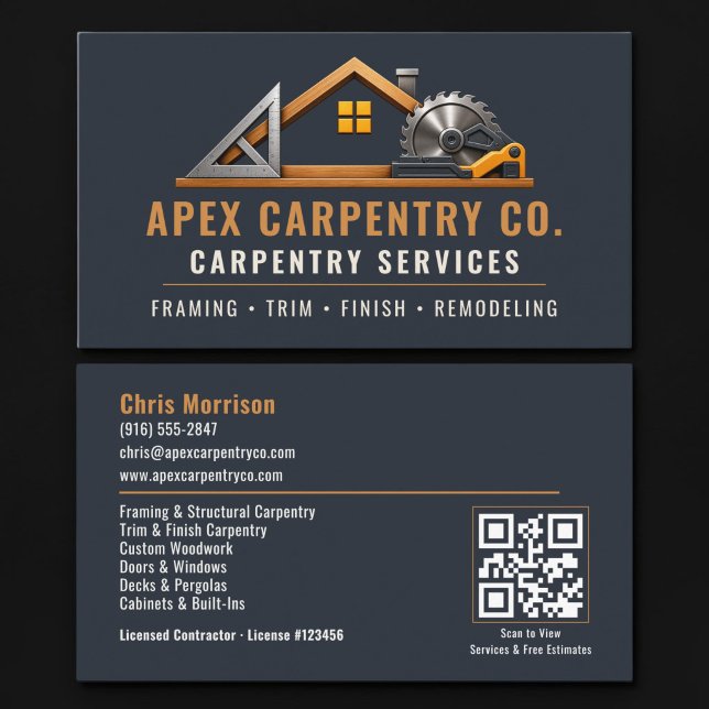 Carpenter QR Code Professional Services Business Card (Creator Uploaded)