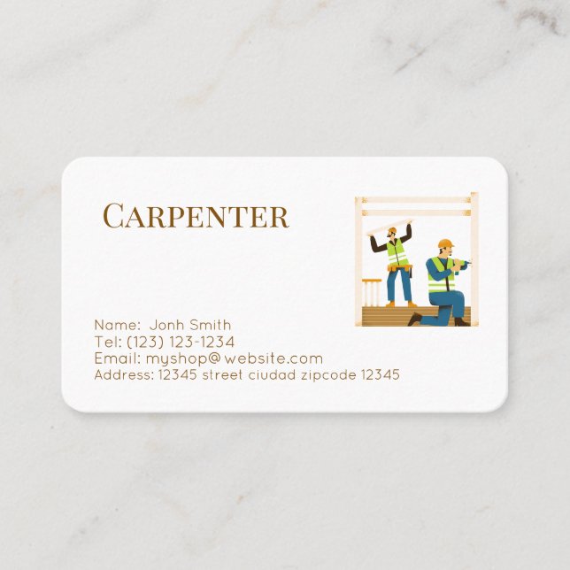 carpenter services editable   business card (Front)
