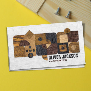 Carpenter services geometric wooden collage business card