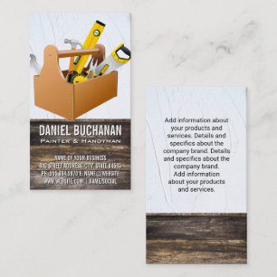 Carpenter Tool Box Wood and Spackle Business Card