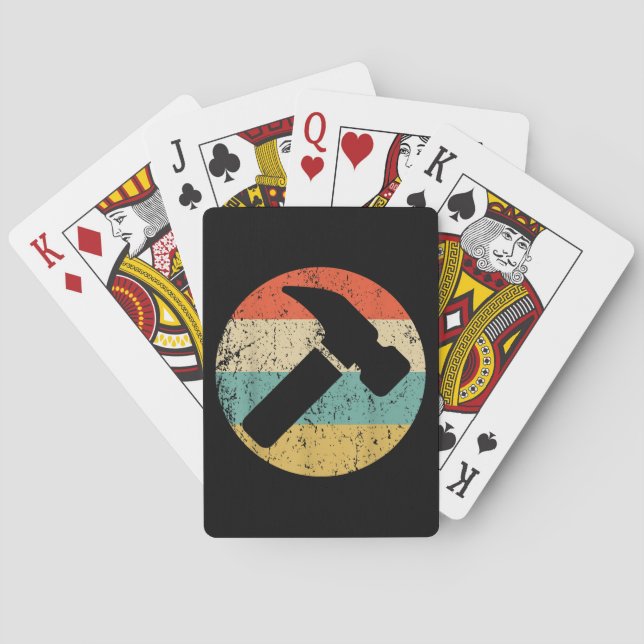 Carpenter Vintage Retro Hammer Playing Cards (Back)