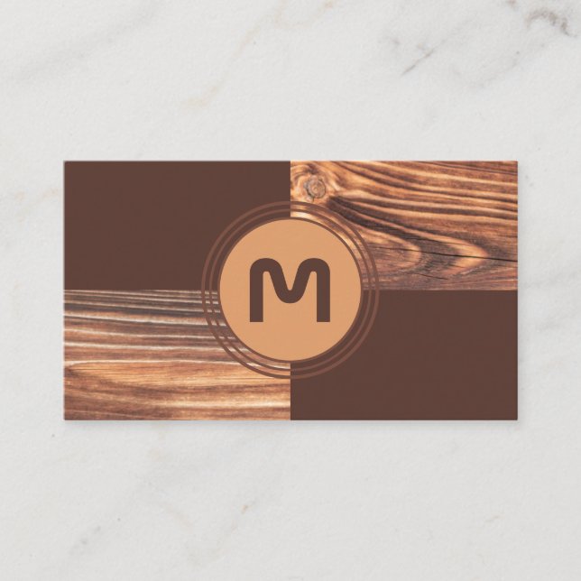 Carpenter with 100% natural organic wooden style business card (Front)