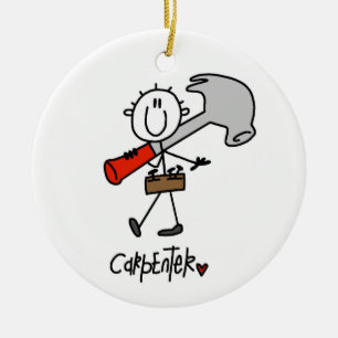 Carpenter With Hammer Ceramic Tree Decoration