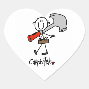 Carpenter With Hammer Heart Sticker