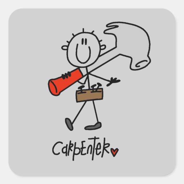 Carpenter With Hammer Square Sticker (Front)