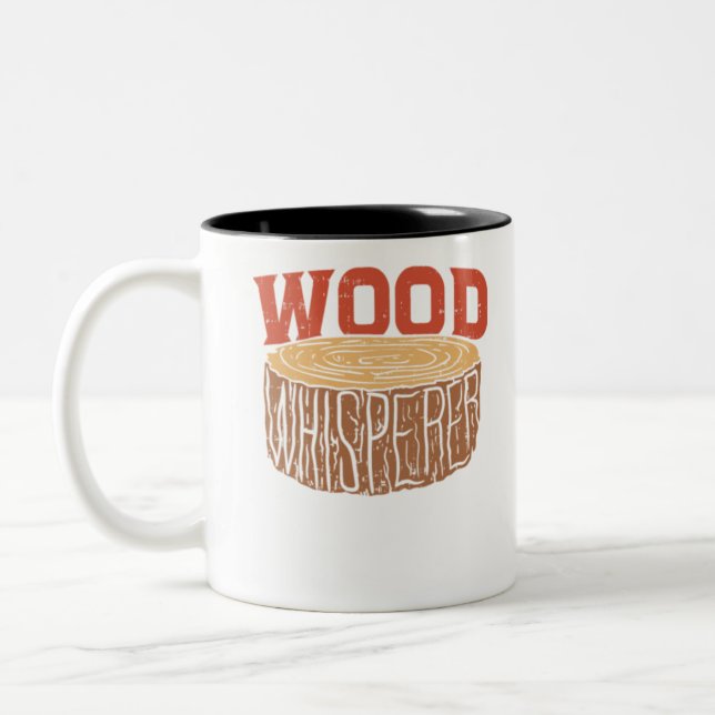Carpenter Wood Whisperer Gift Two-Tone Coffee Mug (Left)