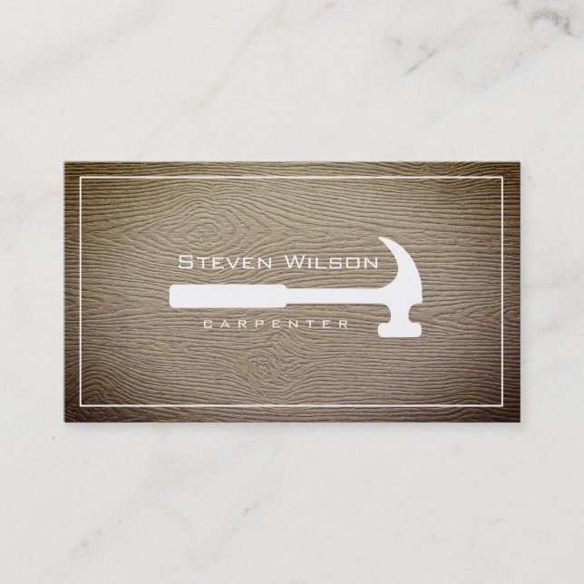 Carpenter Woodwork Professional Tool Rustic Wood Business Card (Front)