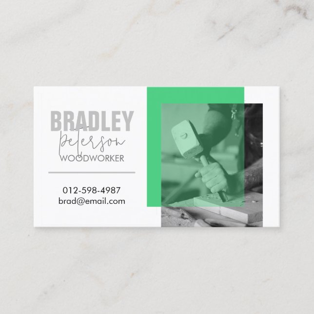 Carpenter Woodworker Customisable Image Business Card (Front)