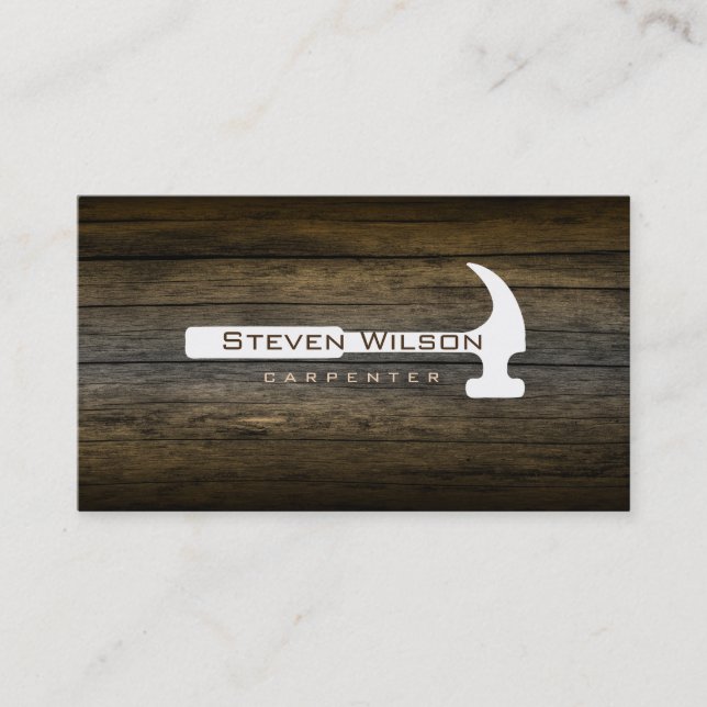 Carpenter Woodworker Professional Tool Wood Business Card (Front)