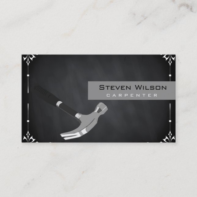 Carpenter Woodworking Professional Chalkboard Tool Business Card (Front)